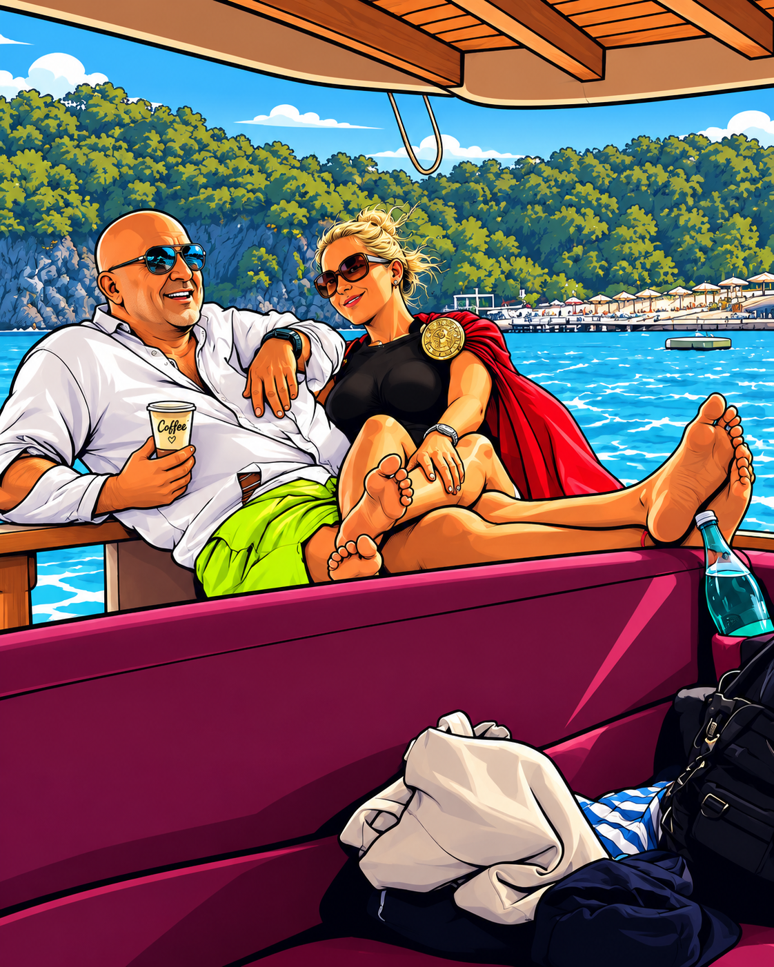 Entspannte Szene auf dem Boot